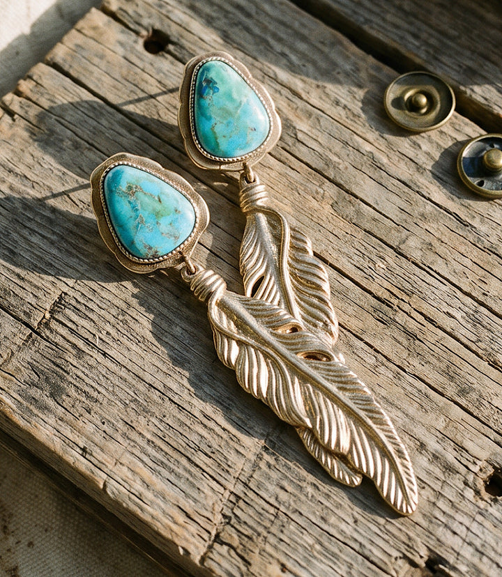 Desert Plume Golden Feather Earrings