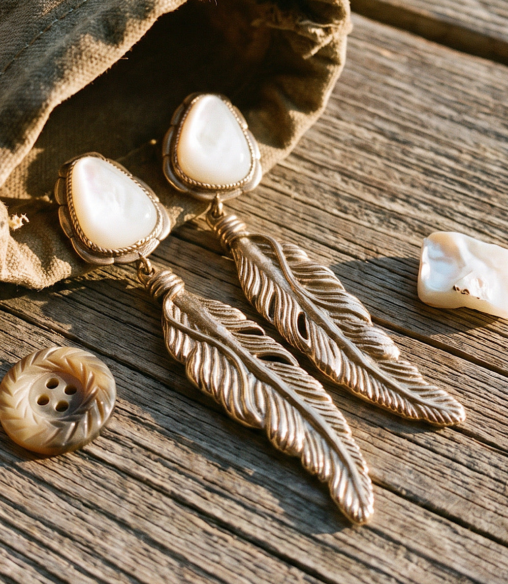 Desert Plume Golden Feather Earrings