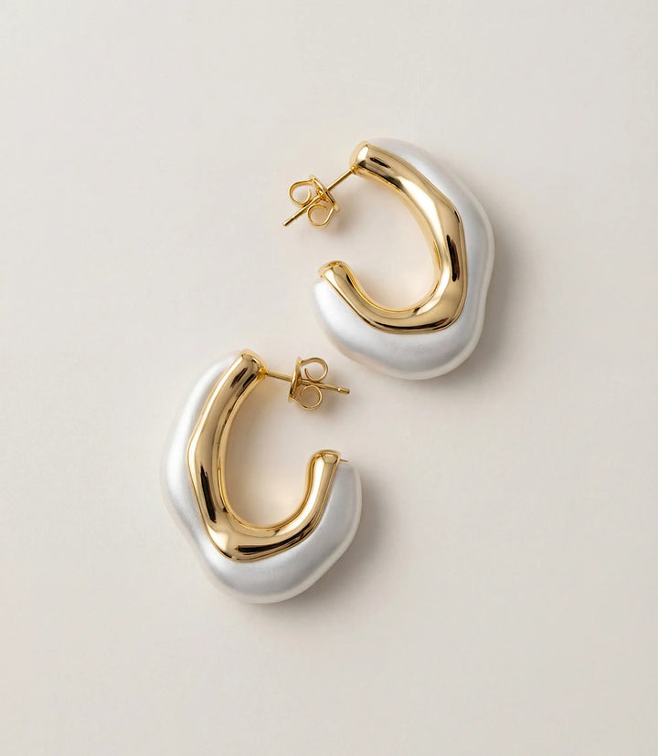 Organic Pearl Hoop Earrings