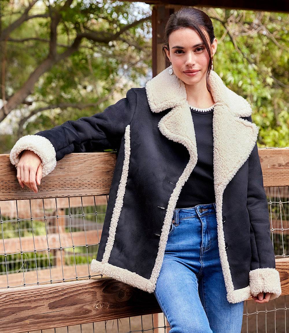 Faux Suede Shearling Jacket