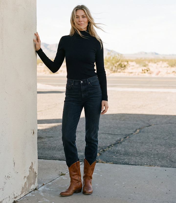 Ribbed Long Sleeve Turtleneck Top