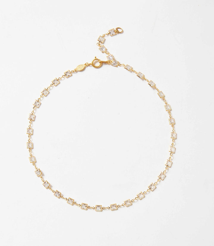 Square Crystal Chain Necklace