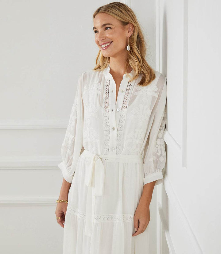 Embroidered Tiered Dress