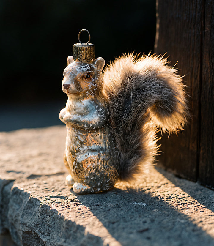 Vintage Squirrel Glass Ornament