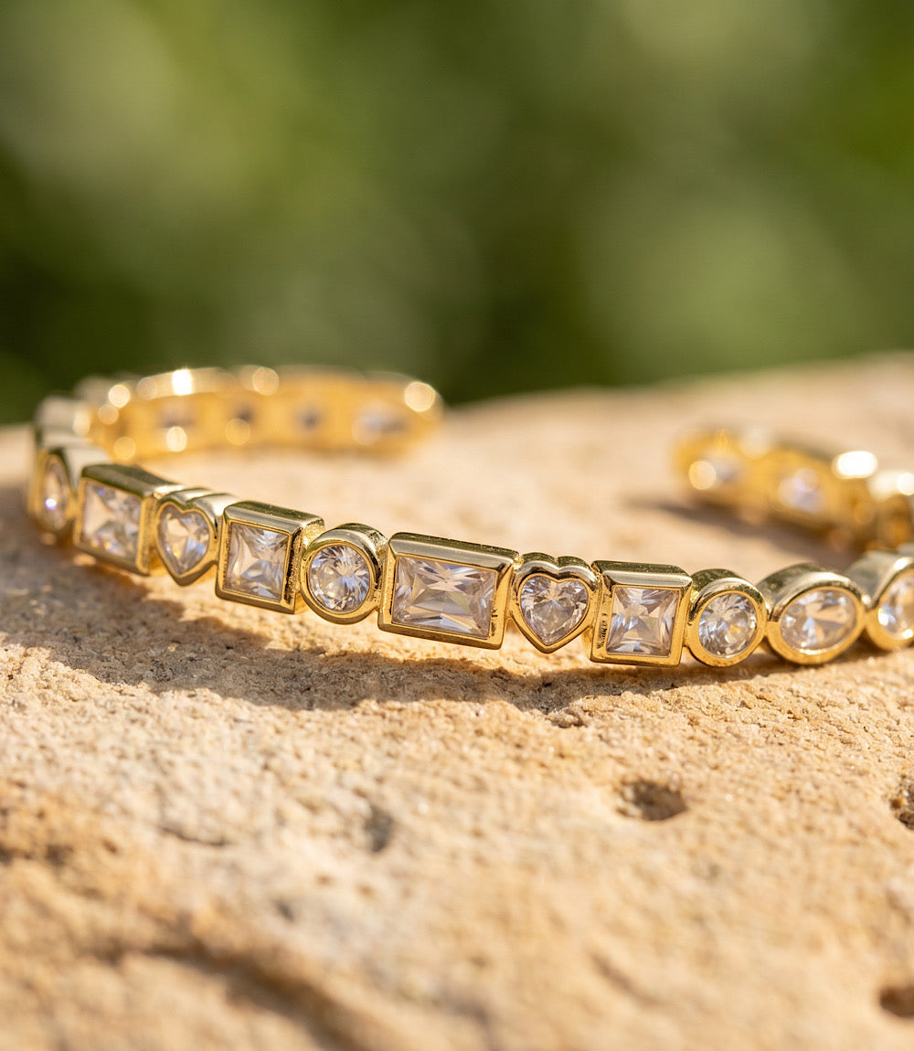 Multi Shape Crystal Cuff Bracelet