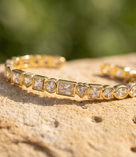 Multi Shape Crystal Cuff Bracelet