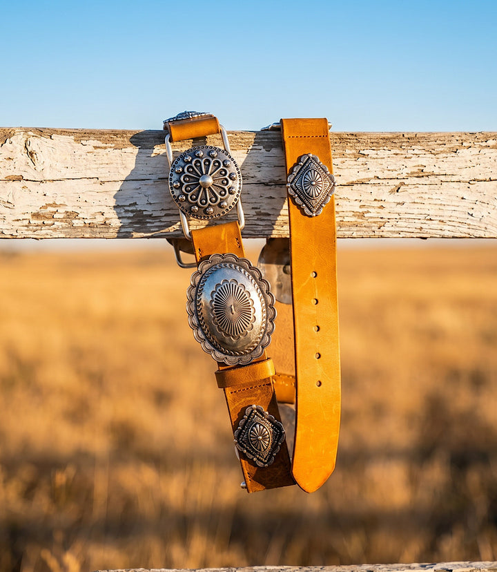 Streets Ahead Antique Silver Western Leather Belt