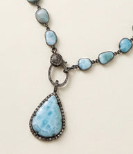 Larimar Teardrop Crystal Pendant Necklace