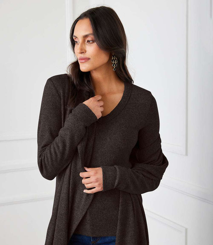 Long Sleeve Ribbed V-Neck Top
