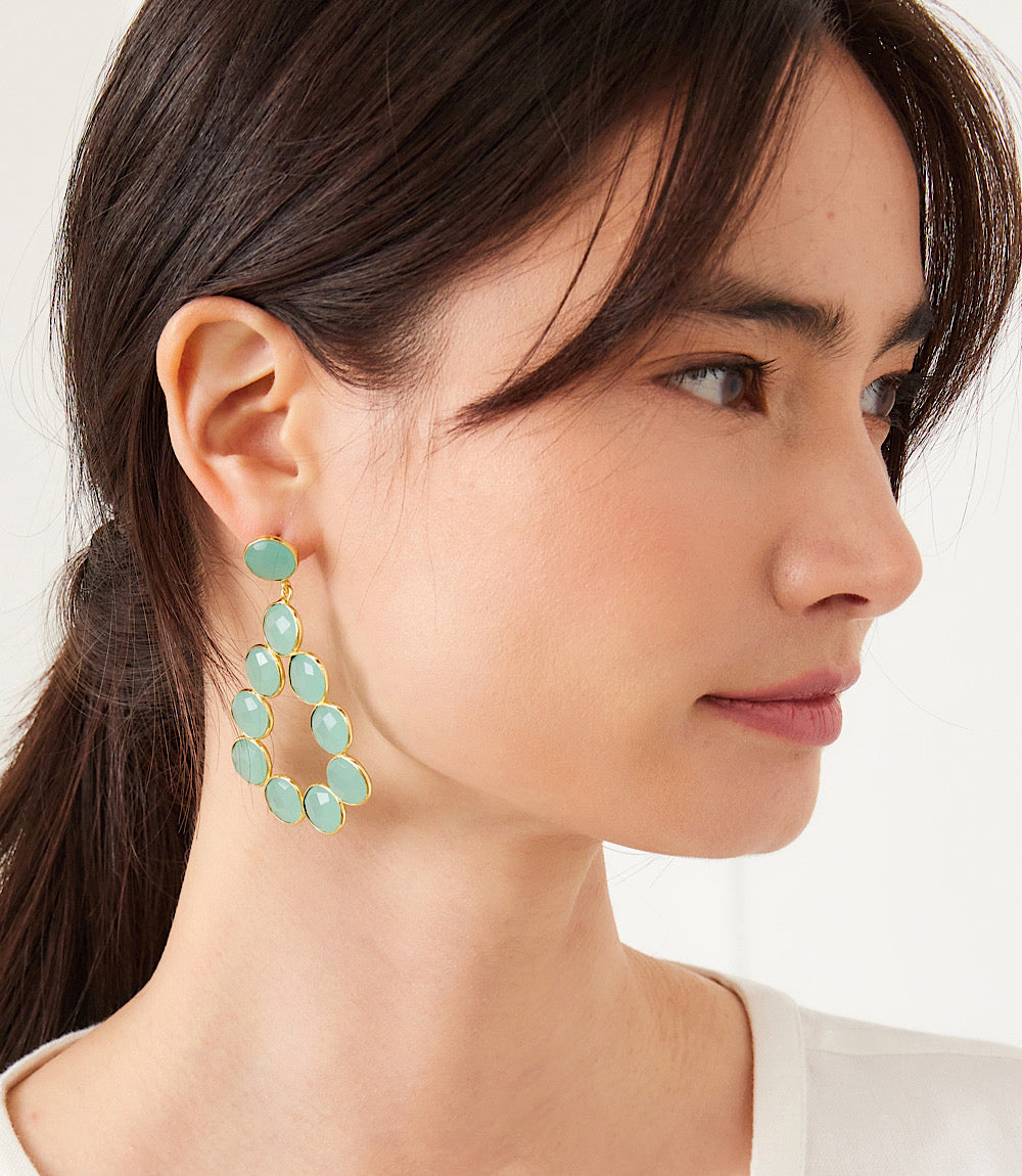 Gemstone Bezel Drop Earrings