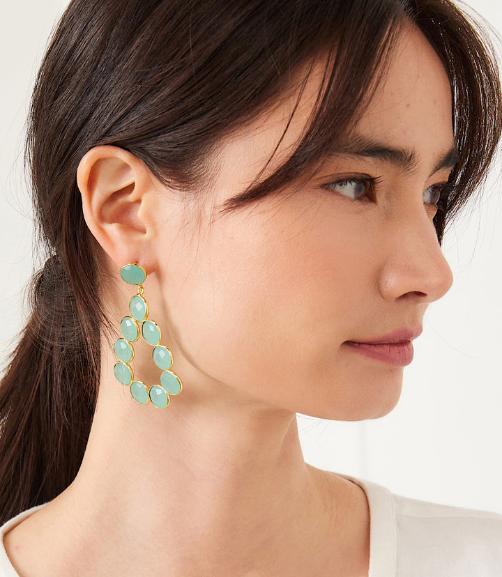 Gemstone Bezel Drop Earrings