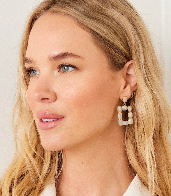 Rectangular Gemstone Bezel Earrings