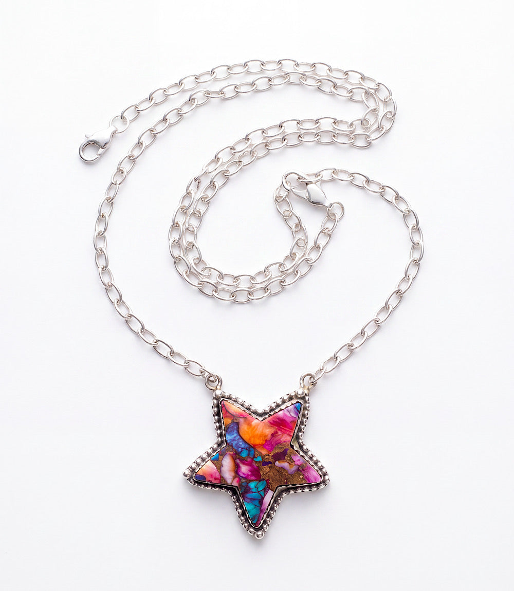 Pink Dahlia Star Necklace