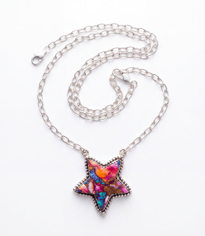 Pink Dahlia Star Necklace