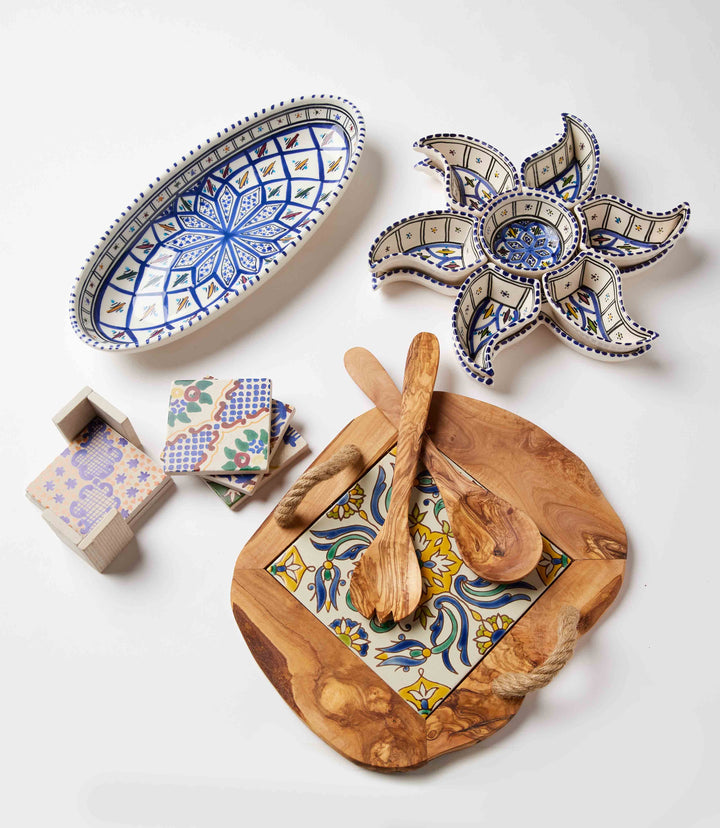 Vintage Pattern Tiled Coasters, Set of 4