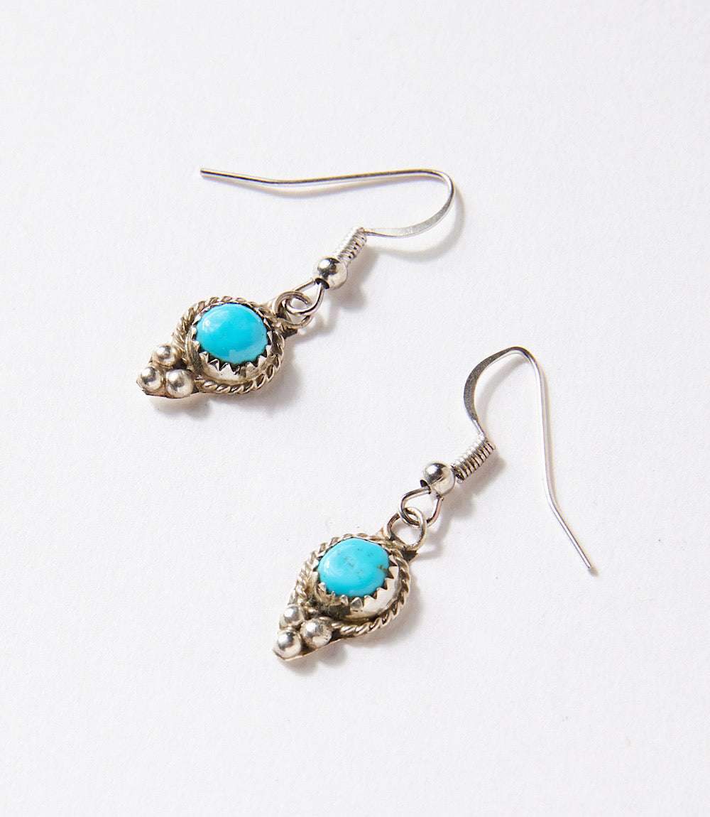 Golden Hill turquoise drop earrings with sterling silver setting and intricate details