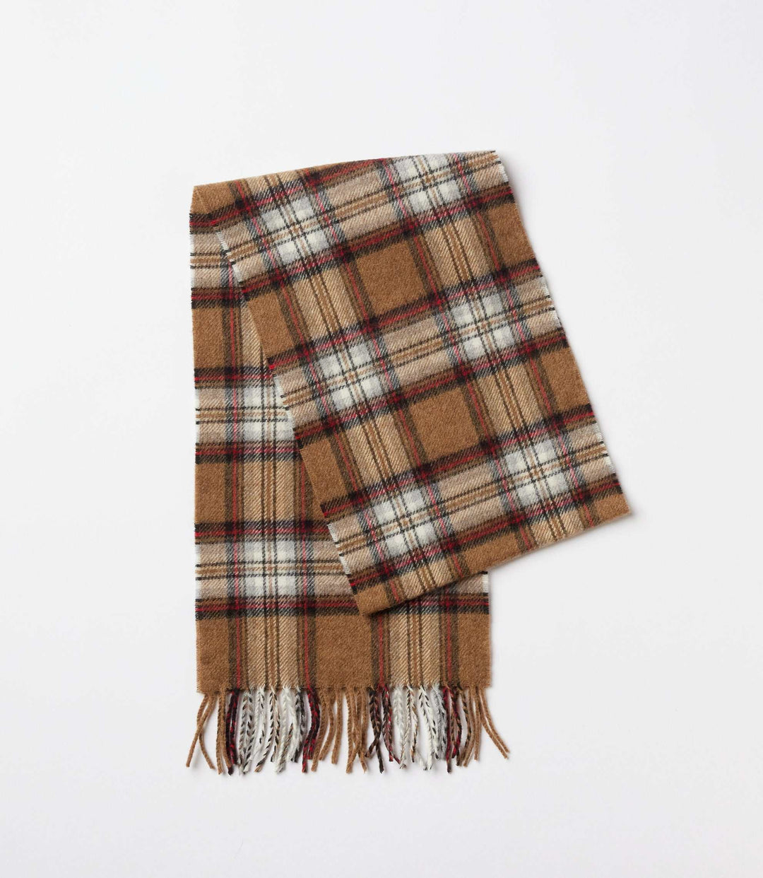 Merino Wool Fringed Plaid Scarf