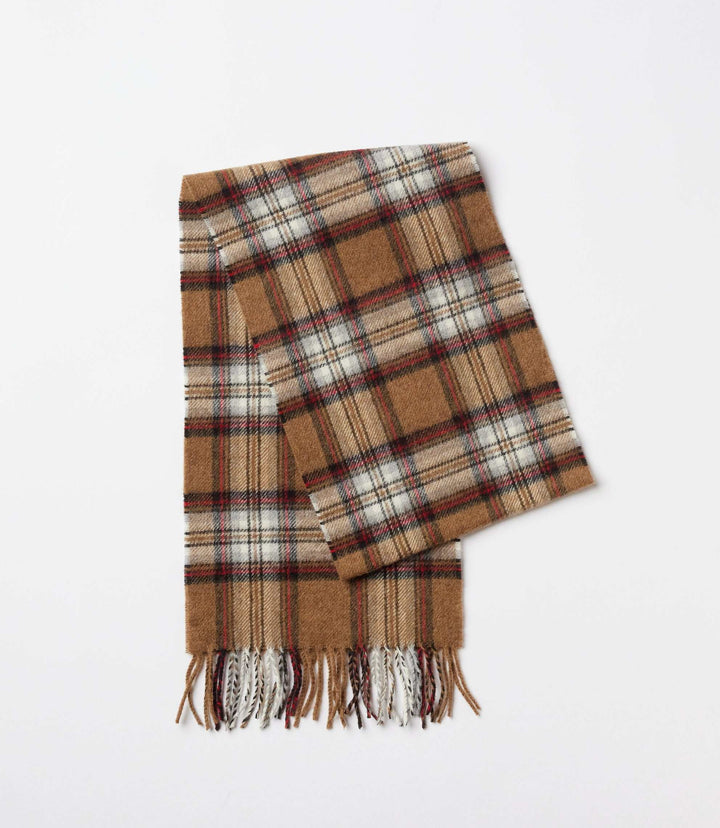 Merino Wool Fringed Plaid Scarf