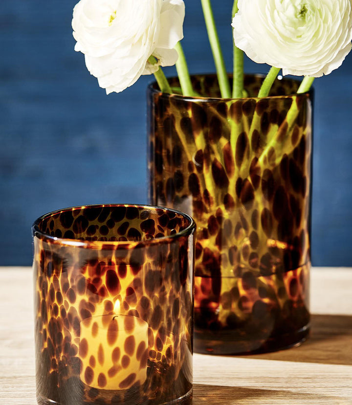 Tortoise Glass Candleholders, Set Of 2