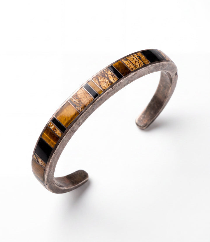 Jasper And Tiger's Eye Inlay Cuff Bracelet