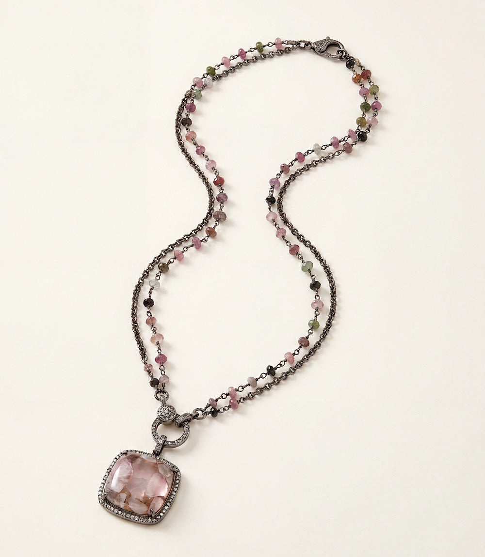 Pink Turquoise Crystal Pendant Necklace