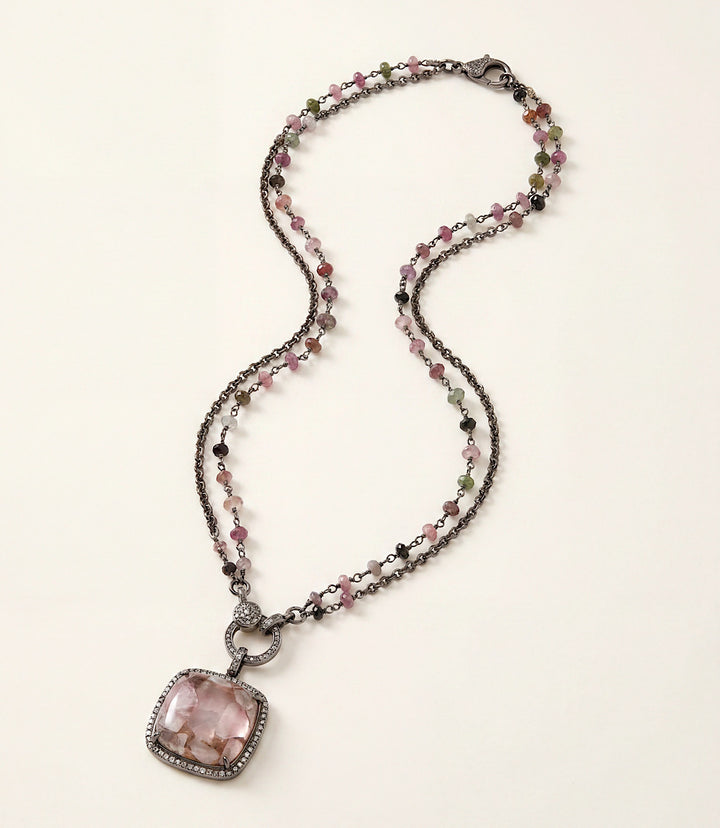 Pink Turquoise Crystal Pendant Necklace