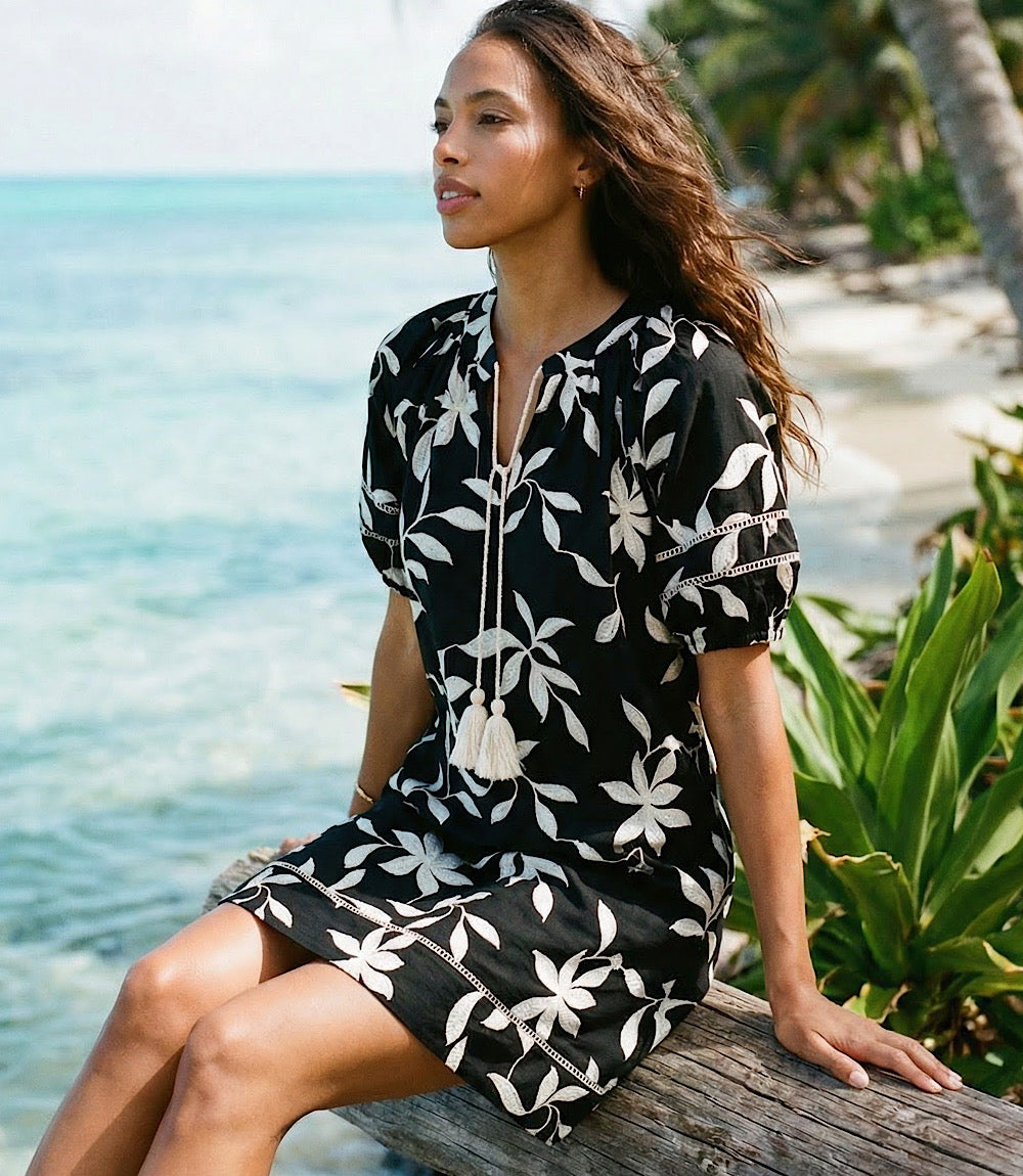 Puff Sleeve Tassel Dress