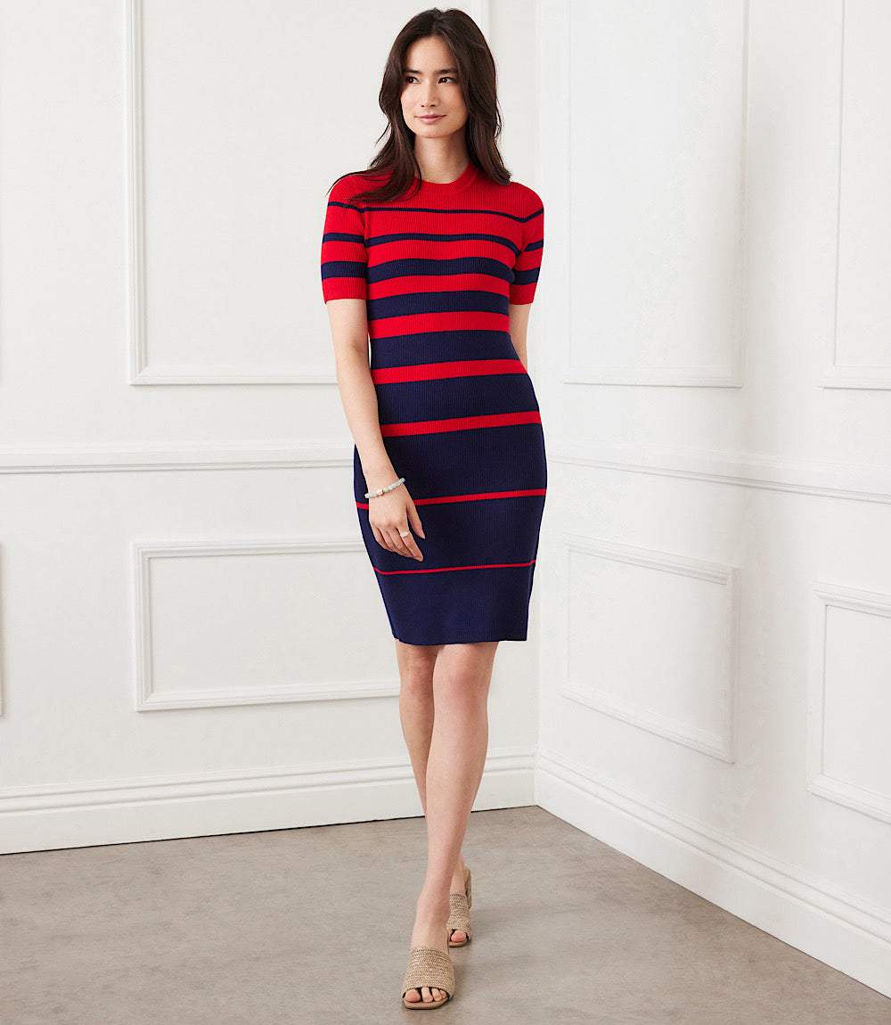 Stripe Ribbed Sweater Dress
