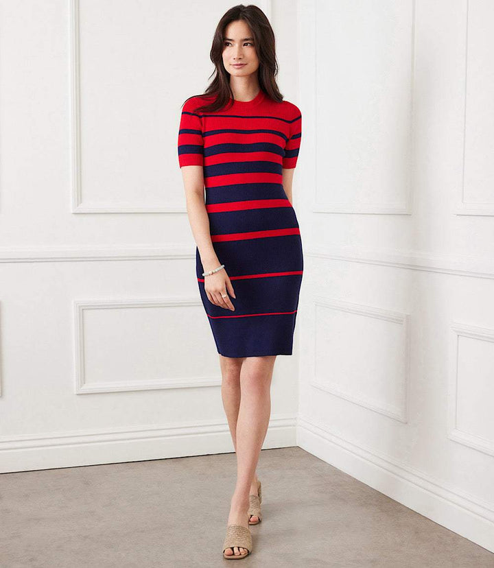 Stripe Ribbed Sweater Dress