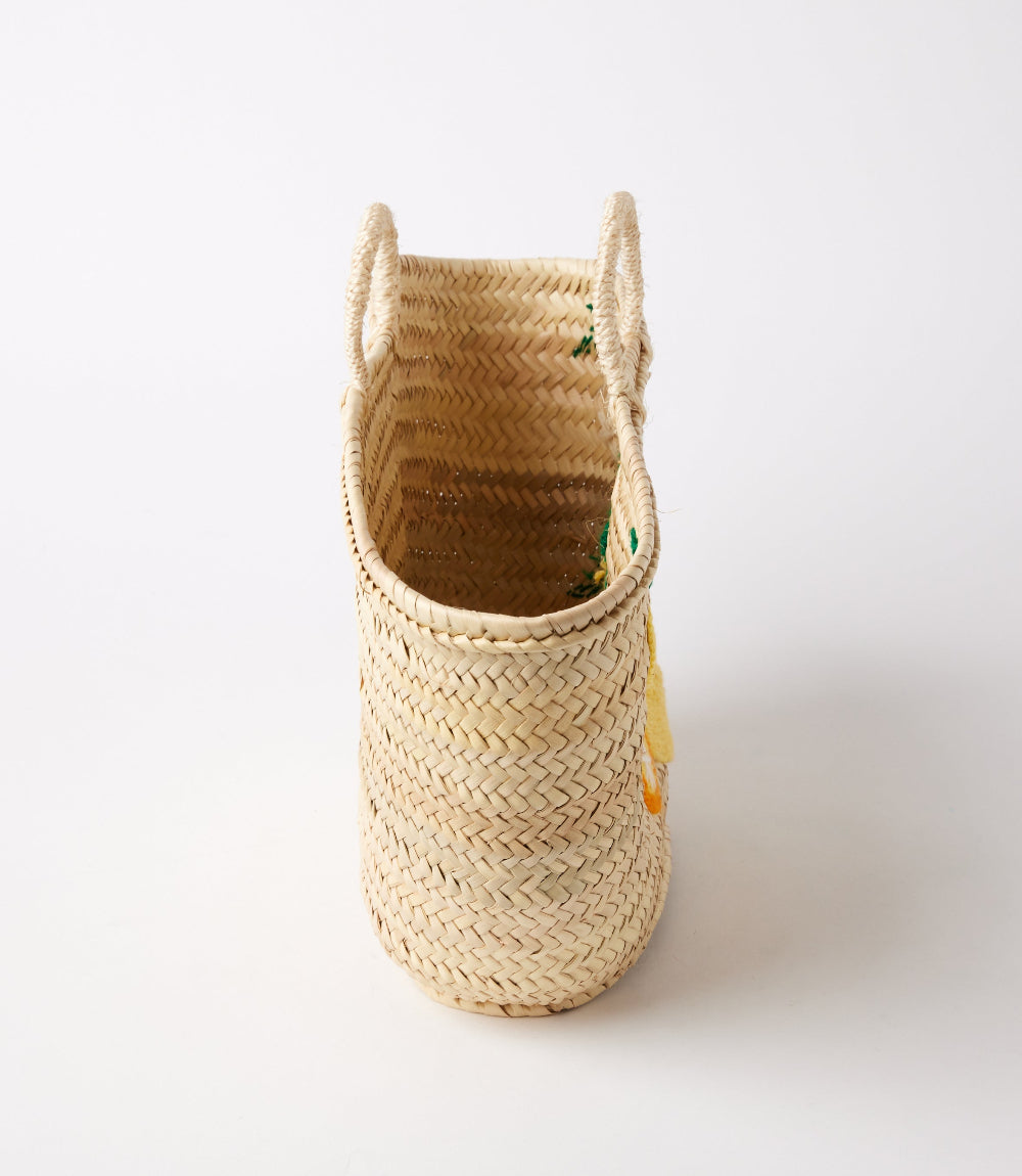 Embroidered Straw Tote Bag