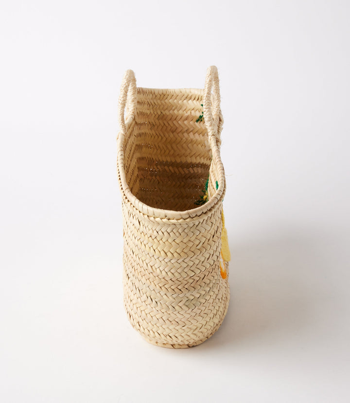 Embroidered Straw Tote Bag