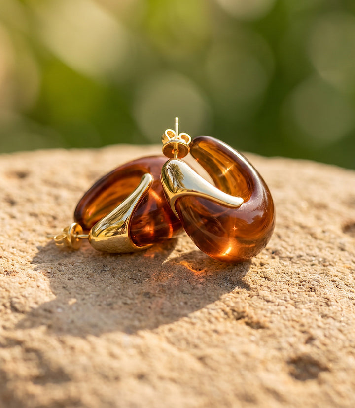 Amber Hoop Earrings