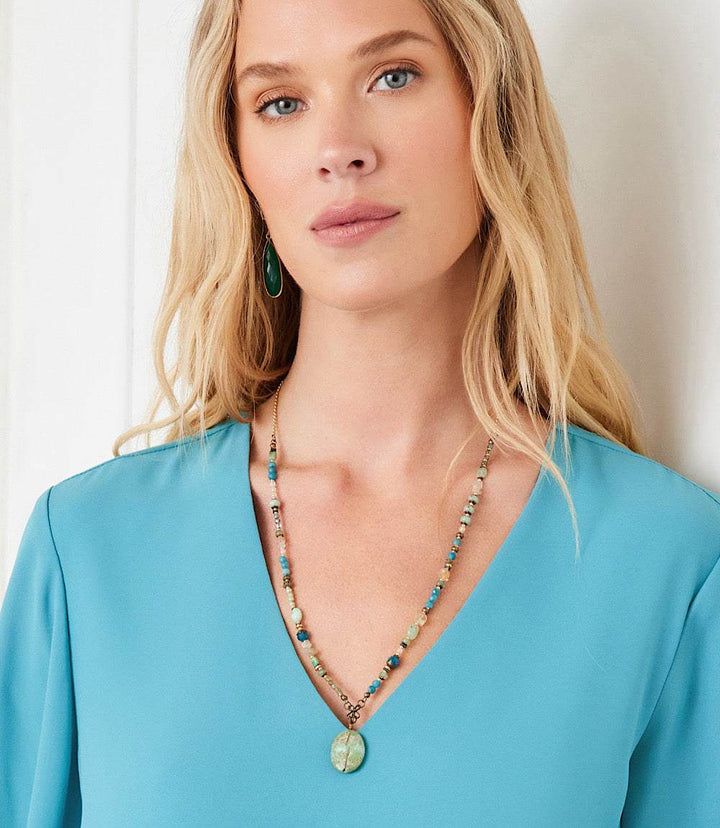 Gemstone Beaded Pendant Necklace