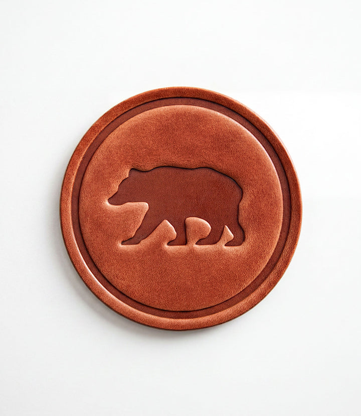 Stamped Leather Bear Coaster