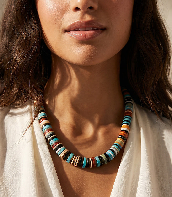 Pipestone Turquoise And Shell Necklace