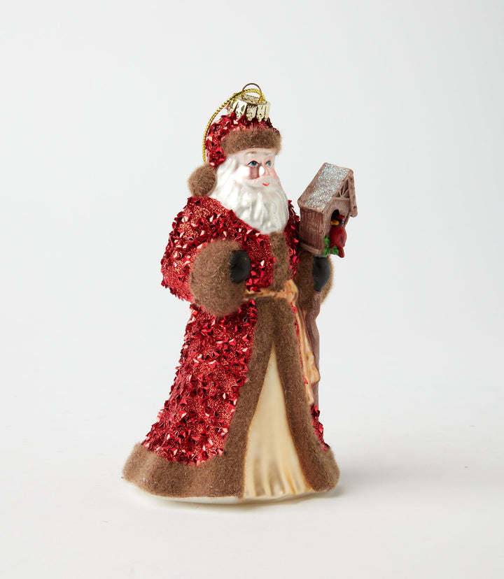North Pole Santa Glass Ornament