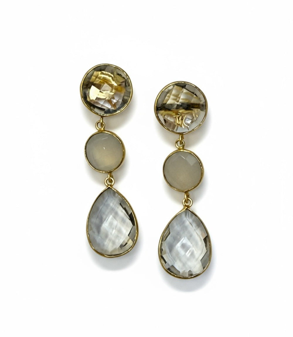 Triple Drop Crystal Earrings