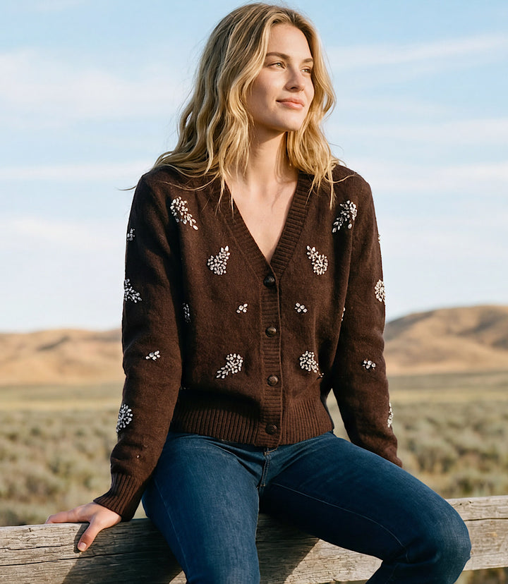 Rhinestone Cardigan Sweater