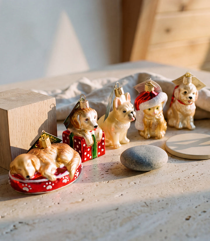 Santa's Kitten Glass Ornament