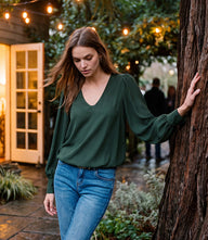 Puff Sleeve V-Neck Top
