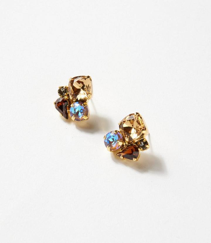 Gemstone Cluster Stud Earrings