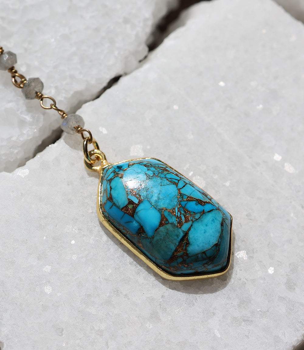 Beaded Turquoise Pendant Necklace