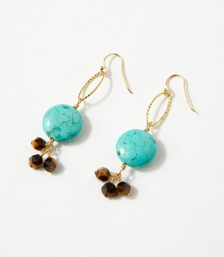 Tiger's Eye And Blue Magnesite Earrings