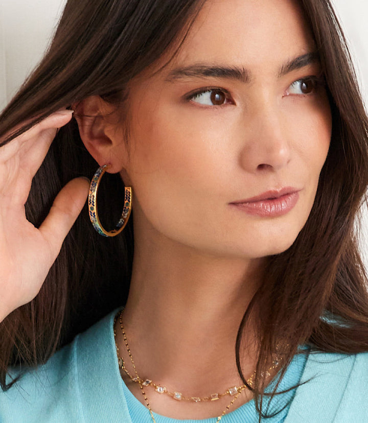 Crystal Inlay Hoop Earrings