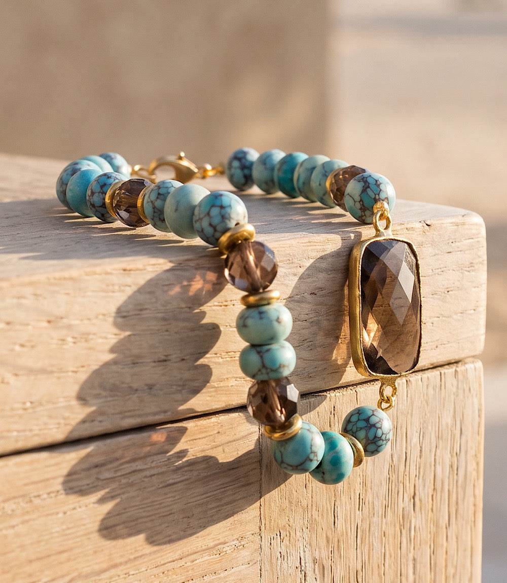 Beaded Turquoise And Gemstone Bracelet