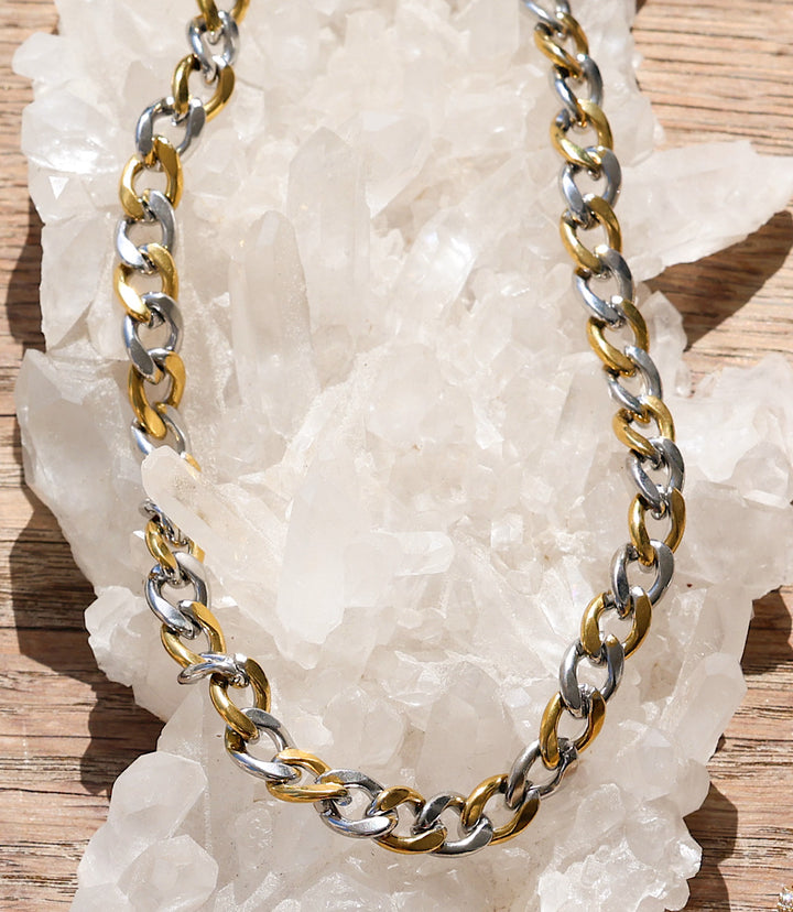Mixed Gold And Silver Chain Necklace