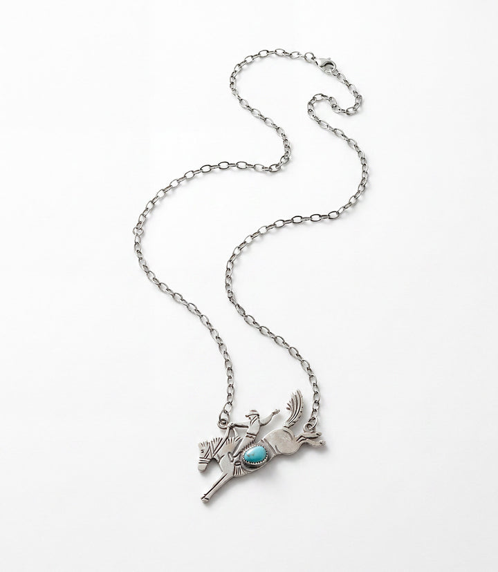 Bucking Bronco Sterling Silver Turquoise Necklace