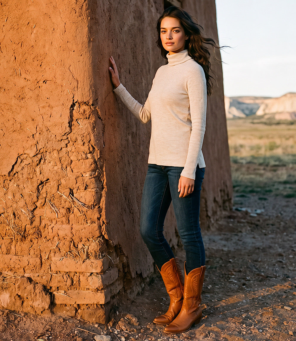 Ribbed Long Sleeve Turtleneck Top