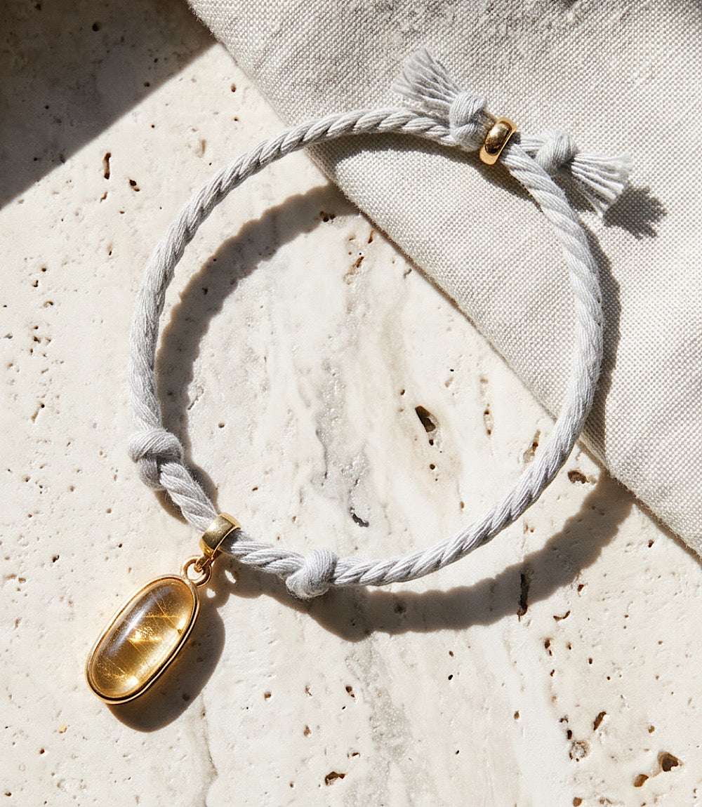 Oval Gemstone Cord Bracelet