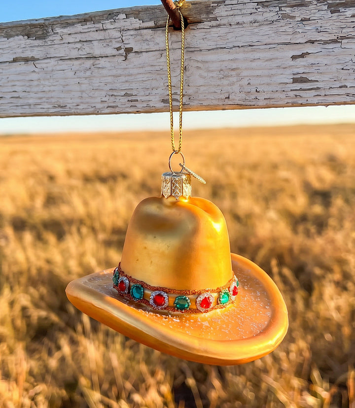 Cowboy Hat Glass Ornament